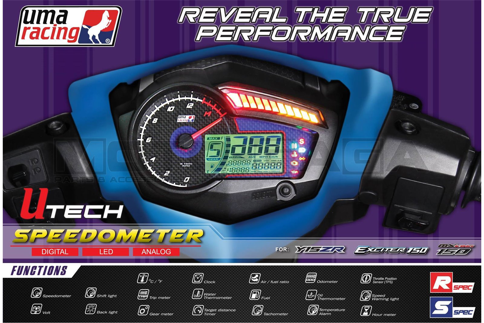 UMA/Koso Racing Digital Speedometer Assembly Yamaha Y15ZR/Jupiter MX King/Crypton X/Spark